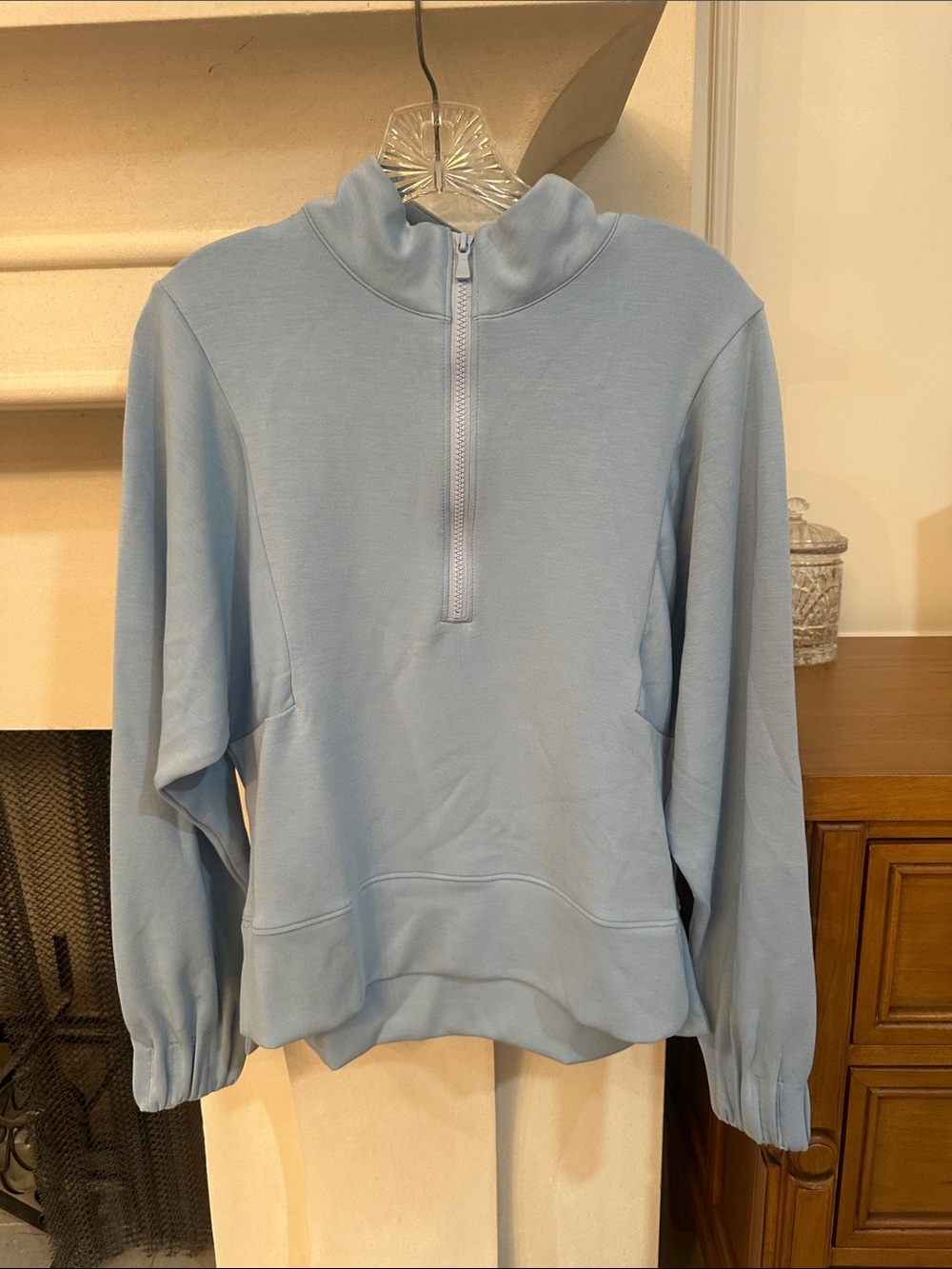 Peter Millar Light Blue Quarter-Zip Turtleneck Pullover